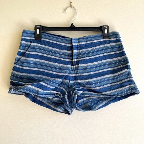 Joie Merci Low-Rise Striped Shorts, Dark Navy Womens Size 2 Linen Low Rise Slim - Picture 4 of 8